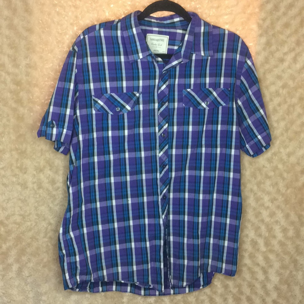 Purple Blue Heritage Button Up